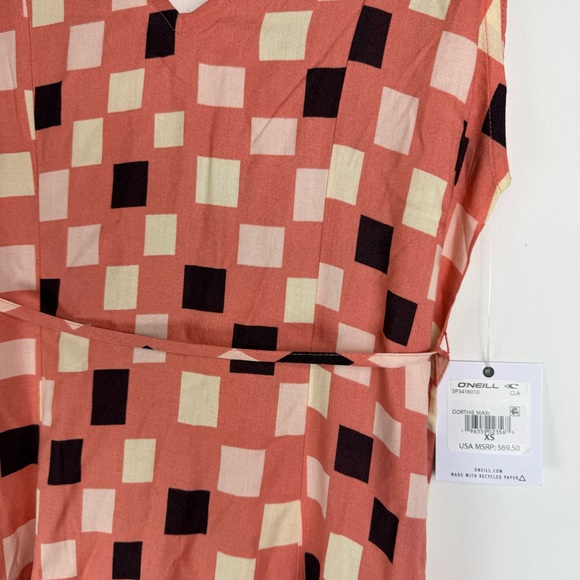NWT O’neil Dorthie Maxi Dress Sz XS Tie Waist Peach Pink 100% Viscose - Picture 8 of 16